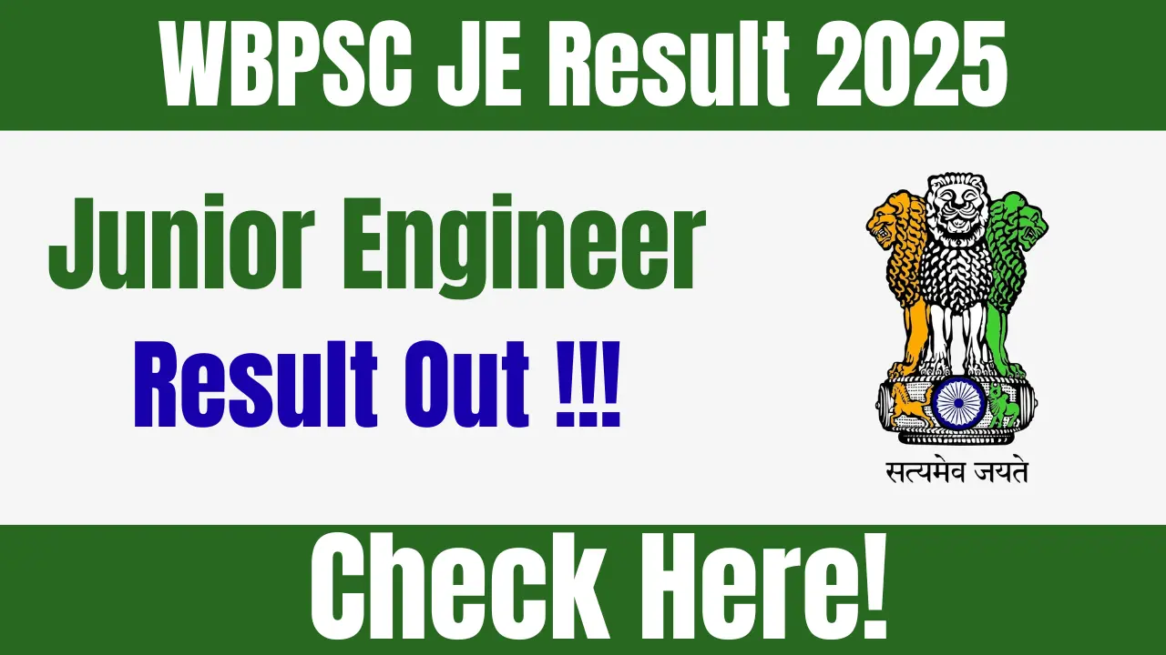 WBPSC JE Result 2025 Declared: Download at psc.wb.gov.in