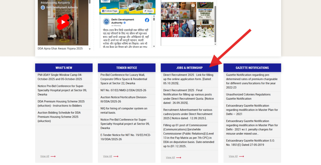 dda official website notification section