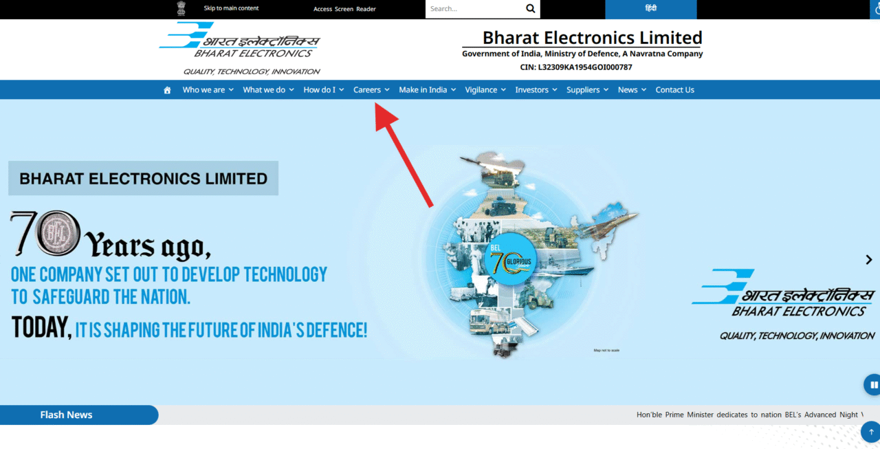 BEL Official Website Homepage Screenshot