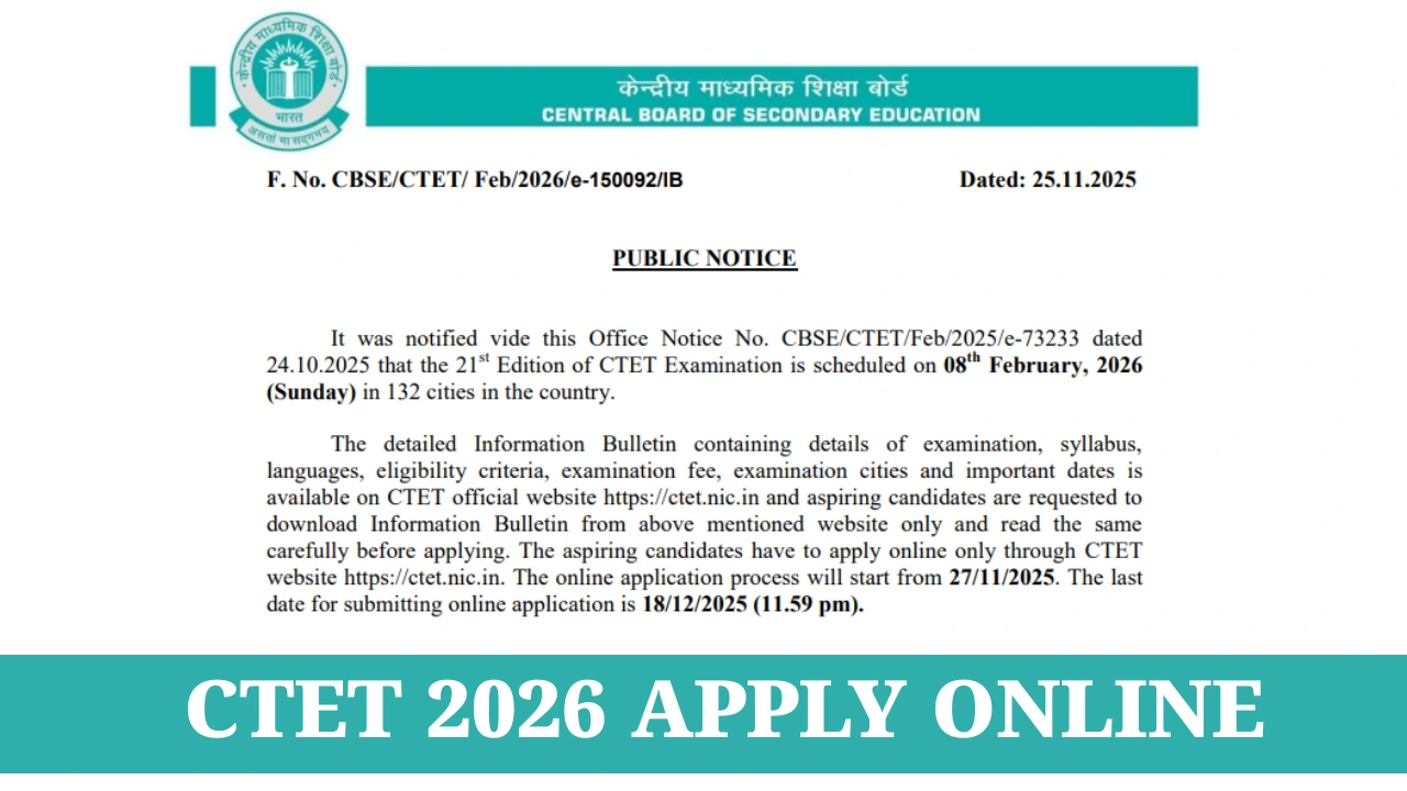 CTET 2026 Apply Online