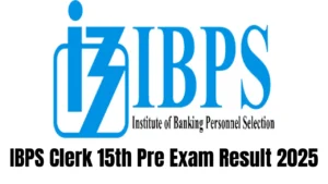 IBPS Clerk 15th Pre Exam Result 2025