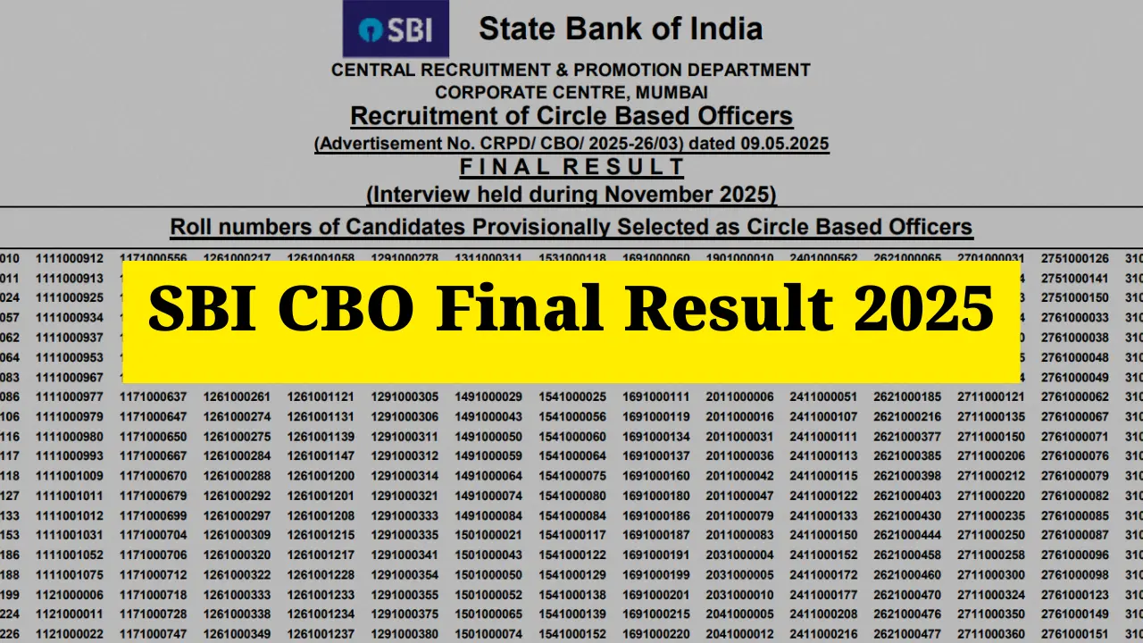 SBI Circle Based Officers CBO Final Result 2025