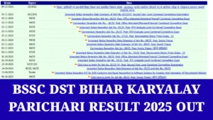BSSC DST Bihar Karyalay Parichari Prelims Result 2025 OUT