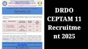 DRDO CEPTAM 11 Recruitment 2025