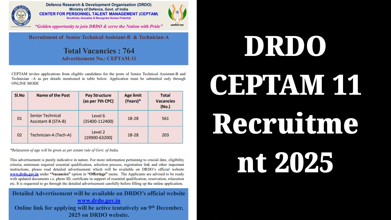 DRDO CEPTAM 11 Recruitment 2025