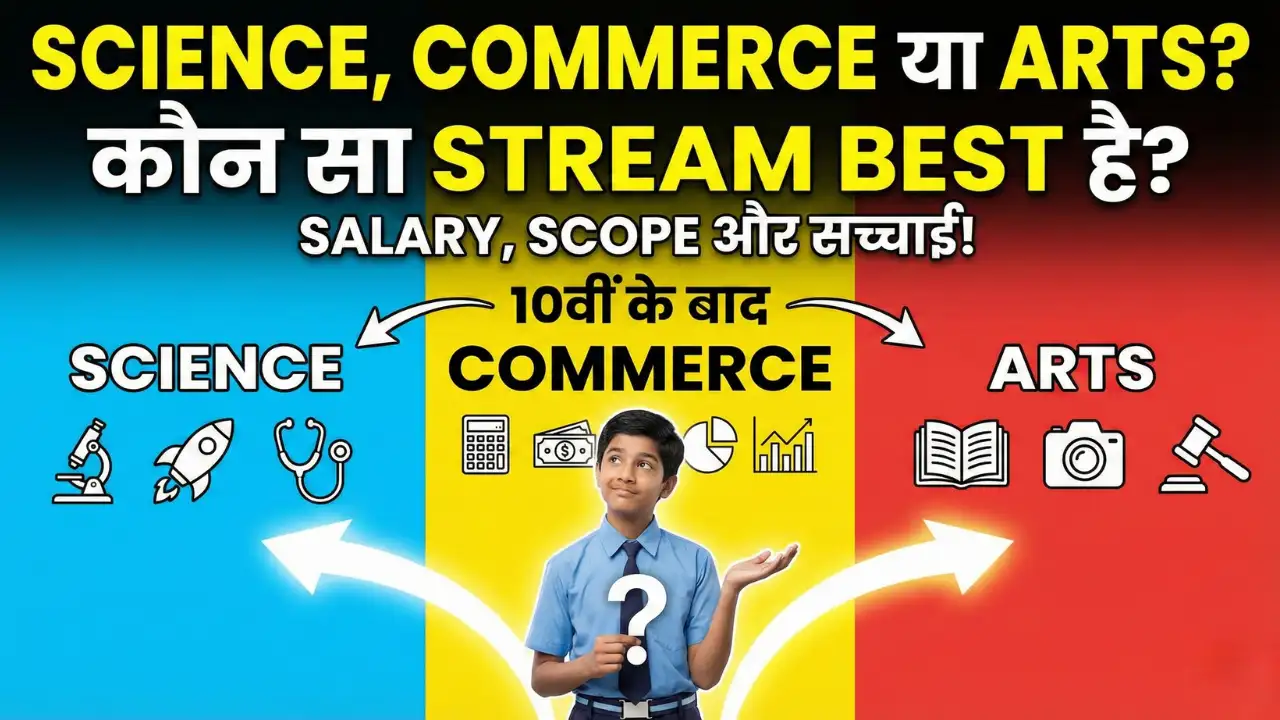 Science vs Commerce vs Arts 10th के बाद कौन सा Stream Best है? (Salary, Career Scope और Reality Check)