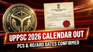 UPPSC Exam Calendar 2026 official notification showing PCS Pre exam date 6 December and RO/ARO Mains dates.Hindi Option: UPPSC Exam Calendar 2026: उत्तर प्रदेश लोक सेवा आयोग द्वारा जारी परीक्षा कैलेंडर और PCS Pre 2026 की तारीख।