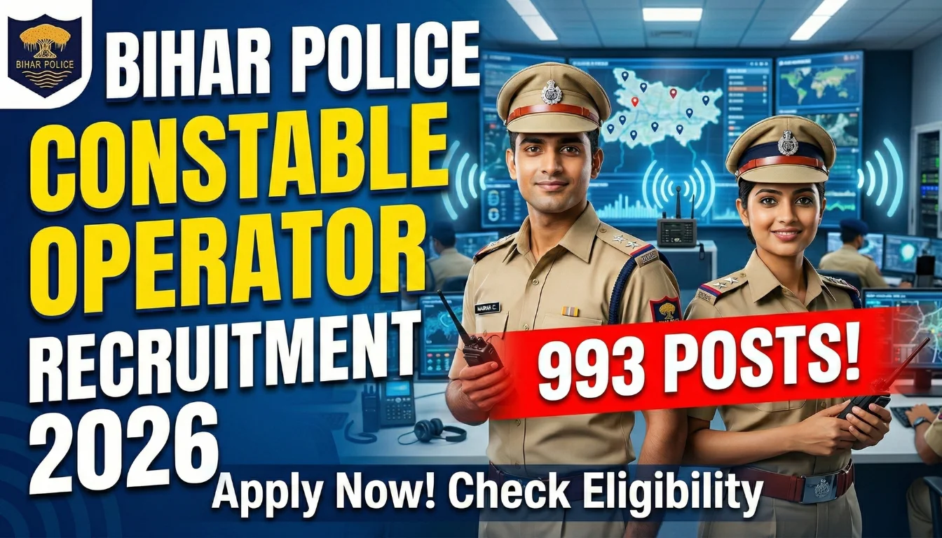 Bihar Police Constable Operator Recruitment 2026 – 993 पदों के लिए ऑनलाइन आवेदन शुरू, पूरी पात्रता, चयन प्रक्रिया और आवेदन मार्गदर्शन 1 Bihar Police Constable Operator Recruitment 2026
