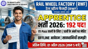 Rail Wheel Factory Apprentice Recruitment 2026: 192 पदों के लिए ऑफलाइन आवेदन, पूरी पात्रता, मेरिट प्रक्रिया और सावधानियाँ समझें