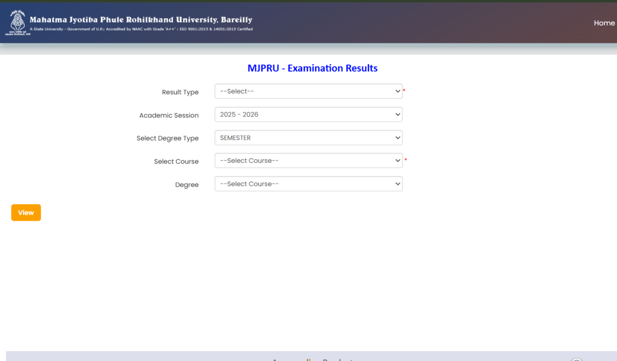 MJPRU BA Result Semester Wise/Annual Result offical portal